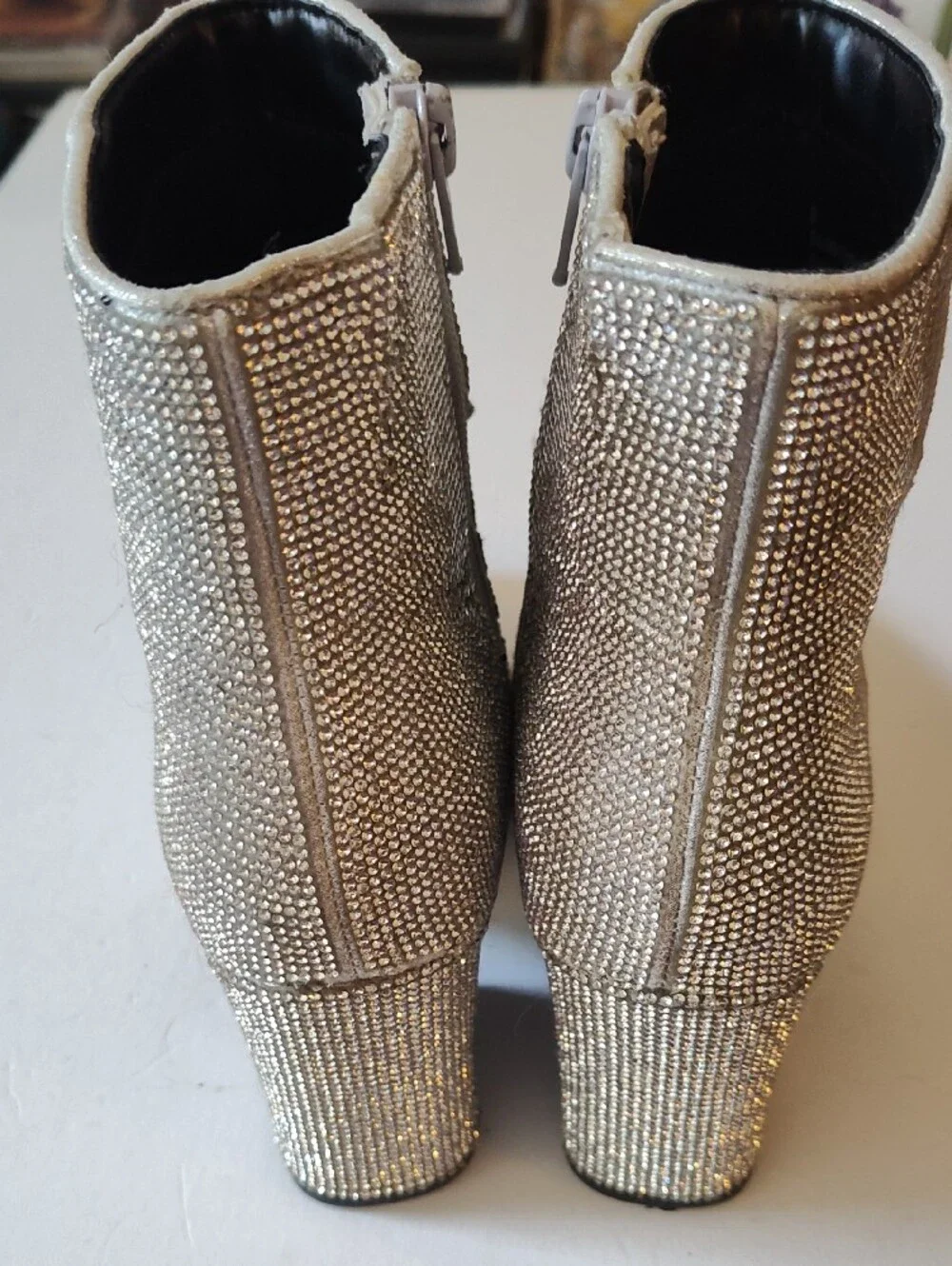A NEW DAY Silver Rhinestone Pointed Toe Ankle Boots Size 6